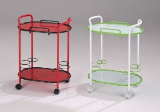 Glass Wine Trolley Cart - SA058B. Movable Tabletop Plate Glass Hotel Trolley